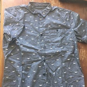 Button Up Short Sleeve Shirt With Batman Pattern